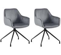 CLP Set di 2 sedie per Sala da Pranzo Welby I Poltrona Girevole Moderna con Rivestimento I Sedia Girevole Imbottita con Portata Fino a 150 kg, Colore:Grigio Scuro