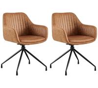CLP Set di 2 sedie per Sala da Pranzo Welby I Poltrona Girevole Moderna con Rivestimento I Sedia Girevole Imbottita con Portata Fino a 150 kg, Colore:Marrone Chiaro