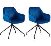 CLP Set di 2 sedie per Sala da Pranzo Welby I Poltrona Girevole Moderna con Rivestimento I Sedia Girevole Imbottita con Portata Fino a 150 kg, Colore:Blu Scuro
