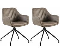 CLP Set di 2 sedie per sala da pranzo Welby I Poltrona girevole moderna con rivestimento I Sedia girevole imbottita con portata fino a 150 kg, Colore:grigio