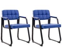 CLP Set di 2 sedie per visitatori Canada B con imbottitura e rivestimento in similpelle I Sedie per sala d'attesa con braccioli e struttura in metallo, Colore:blu