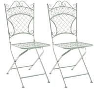 CLP Set di 2 sedie Pieghevoli in Ferro Adelar dal Design nostalgico, Sedia da Giardino Pieghevole con Eleganti Decorazioni, Colore:Antico-Verde