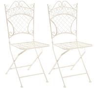 CLP Set di 2 sedie Pieghevoli in Ferro Adelar dal Design nostalgico, Sedia da Giardino Pieghevole con Eleganti Decorazioni, Colore:Antico-Crema