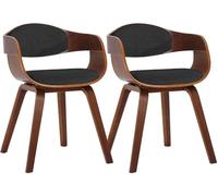 CLP Set di 2 sedie retrò Kingston con rivestimento in tessuto e schienale avvolgente I Poltrone con rivestimento e struttura in legno, Colore:grigio/grigio scuro, Colore del telaio:noce