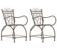 CLP Set Di 2 Sedie Sheela I Sedie Da Giardino In Metallo I Sedia In Metallo Con Braccioli In Stile Liberty, Colore:antico marrone