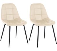 CLP Set di 2 sedie Tom I Sedia da pranzo in similpelle o tessuto I Sedia da visita con struttura in metallo a 4 gambe, Colore:crema, Materiale:Ecopelle