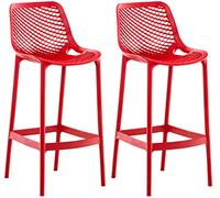 CLP Set di 2 sgabelli da Bar Air in plastica di Facile Manutenzione I Resistente alle intemperie e ai Raggi UV Sedia da banco con poggiapiedi, Colore:Rosso