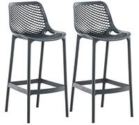 CLP Set di 2 sgabelli da Bar Air in plastica di Facile Manutenzione I Resistente alle intemperie e ai Raggi UV Sedia da banco con poggiapiedi, Colore:Grigio Scuro