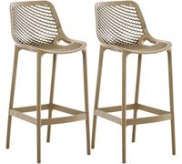 CLP Set di 2 sgabelli da Bar Air in plastica di Facile Manutenzione I Resistente alle intemperie e ai Raggi UV Sedia da banco con poggiapiedi, Colore:Fango