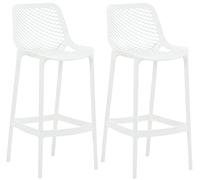 CLP Set di 2 sgabelli da Bar Air in plastica di Facile Manutenzione I Resistente alle intemperie e ai Raggi UV Sedia da banco con poggiapiedi, Colore:Bianco