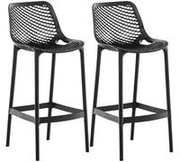 CLP Set di 2 sgabelli da Bar Air per Giardino, Resistenti alle intemperie, con Schienale, in plastica Resistente ai Raggi UV Fino a 160 kg, Colore:Nero