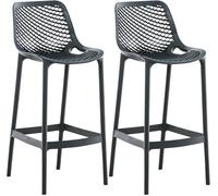 CLP Sgabelli da bar Air Set di 2 – plastica resistente UV e alle intemperie, schienale, Grigio scuro