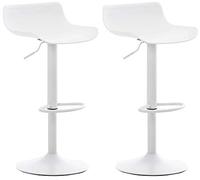CLP Set di 2 sgabelli da Bar Aveiro con Seduta in plastica I Sgabello da banco Altezza Regolabile I Sgabello da banco con Base a Tromba, Colore:Bianco