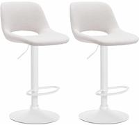 CLP Set di 2 sgabelli da Bar Camden I Rivestimento in Tessuto, Colore:Crema, Materiale Base:Metallo Bianco Opaco