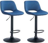 CLP Set di 2 sgabelli da Bar Camden I Rivestimento in Velluto, Colore:Blu, Materiale Base:Metallo Nero Opaco