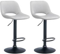 CLP Set di 2 sgabelli da Bar Camden I Rivestimento in Velluto, Colore:Grigio Chiaro, Materiale Base:Metallo Nero Opaco