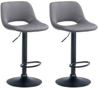 CLP Set di 2 sgabelli da Bar Camden I Rivestimento in Velluto, Colore:Grigio Scuro, Materiale Base:Metallo Nero Opaco