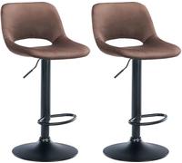 CLP Set di 2 sgabelli da bar Camden I Rivestimento in velluto Colore:marrone;Materiale base:Metallo nero opaco