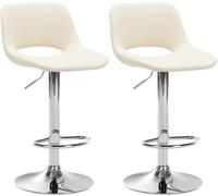 CLP Set di 2 sgabelli da bar Camden I rivestiti in similpelle, Colore:crema, Materiale base:Metallo effetto cromato