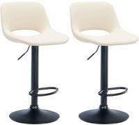 CLP Set di 2 sgabelli da bar Camden I rivestiti in similpelle, Colore:crema, Materiale base:Metallo nero opaco