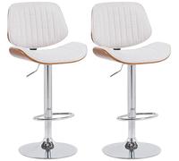 CLP Set di 2 sgabelli da bar Clawson rivestimento in tessuto I Sgabello da bar con struttura in legno curvato, regolabile in altezza e girevole, Colore:noce/crema, Colore del telaio:cromo