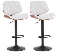 CLP Set di 2 sgabelli da bar Clawson rivestimento in tessuto I Sgabello da bar con struttura in legno curvato, regolabile in altezza e girevole, Colore:noce/crema, Colore del telaio:nero