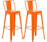 CLP Set di 2 sgabelli da bar con schienale in stile industriale Mason, con schienale e poggiapiedi, sgabello con para-pavimento | Colore arancione