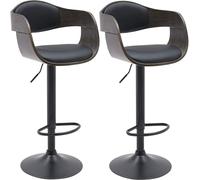CLP Set di 2 sgabelli da Bar con Schienale Kingston, sgabelli da Bar Rivestiti in Similpelle o Tessuto, sgabelli da Bar Regolabili in Altezza, Colore:Nero/Grigio, Materiale:Ecopelle