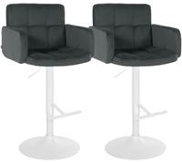 CLP Set di 2 sgabelli da bar con schienale Los Angeles, imbottiti in velluto, regolabili in altezza e girevoli, fino a 150 kg Colore:grigio scuro;Colore del telaio:bianco