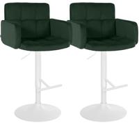 CLP Set di 2 sgabelli da bar con schienale Los Angeles, imbottiti in velluto, regolabili in altezza e girevoli, fino a 150 kg Colore del telaio:cromo;Colore:verde scuro