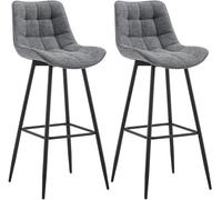 CLP Set di 2 sgabelli da bar Dartford I Sgabello da bar imbottito I Struttura in metallo | Colore grigio scuro Materiale Stoffa