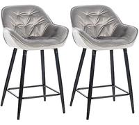 CLP Set di 2 sgabelli da bar Gibson in velluto I Altezza seduta 76 cm I Sgabelli da bancone con poggiapiedi, Colore:grigio