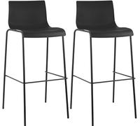 CLP 2 Sgabelli Alti Hover In Polipropilene I Set 2 Sgabelli Bar Design I Sedie Sgabello Con Schienale, Colore:nero, Colore del telaio:nero