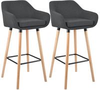 CLP Set 2 Sgabelli Bar Grant In Stoffa E Legno Di Faggio Seduta Rimovibile I Coppia Sgabelli Alti Cucina Alt. 79 CM, Colore:grigio scuro