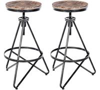 CLP Set di 2 sgabelli da Bar Karla I Sgabelli da Bar per Cucina, bancone e bistrot I Struttura in Metallo Regolabile in Altezza, Colore:Argento