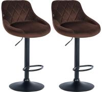 CLP Set di 2 sgabelli da Bar Lazio in Velluto I Sgabello da banco Girevole con poggiapiedi Regolabile in Altezza, Colore:Marrone, Colore del Telaio:Nero