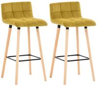 CLP Set di 2 sgabelli da Bar Lincoln con Rivestimento in Velluto I Sgabelli da banco Imbottiti e con Schienale, Colore:Giallo