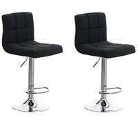 CLP Set di 2 Sgabelli da Bar Perù con Rivestimento in Tessuto I Regolabili in Altezza I Telaio in Metallo, Colore:Nero