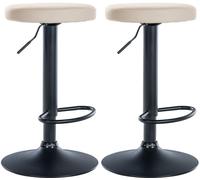 CLP Set di 2 sgabelli da bar Ponte in similpelle I Sgabello da bar girevole I Sgabello regolabile in altezza, Colore:crema, Materiale base:Metallo nero opaco