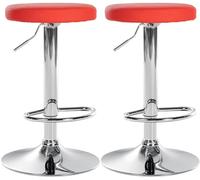 CLP Set di 2 sgabelli da bar Ponte in similpelle I Sgabello da bar girevole I Sgabello regolabile in altezza, Colore:rosso, Materiale base:Metallo effetto cromato