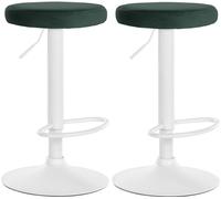 CLP Set di 2 sgabelli da bar Ponte velvet I Sgabello regolabile in altezza con struttura in metallo, Colore:verde, Materiale base:Metallo bianco opaco