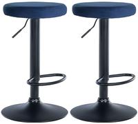 CLP Set di 2 sgabelli da bar Ponte velvet I Sgabello regolabile in altezza con struttura in metallo, Colore:blu, Materiale base:Metallo nero opaco