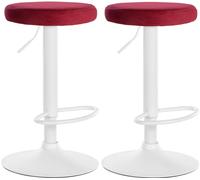 CLP Set di 2 sgabelli da bar Ponte velvet I Sgabello regolabile in altezza con struttura in metallo, Colore:rosso, Materiale base:Metallo bianco opaco