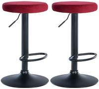 CLP Set di 2 sgabelli da bar Ponte velvet I Sgabello regolabile in altezza con struttura in metallo, Colore:rosso, Materiale base:Metallo nero opaco