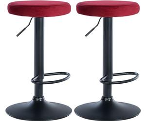 CLP Set di 2 sgabelli da bar Ponte velvet I Sgabello regolabile in altezza con struttura in metallo | Colore rosso Materiale base Metallo nero opaco
