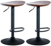 CLP Set di 2 sgabelli da bar Skelde - Altezza regolabile con poggiapiedi girevole a 360 gradi - Sgabello da banco con seduta in legno, Colore:noce
