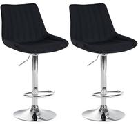 CLP Set di 2 sgabelli da Bar Toni in Tessuto I Sgabello da Bar Regolabile in Altezza con Struttura in Metallo, Colore:Nero, Materiale Base:Metallo Effetto Cromato