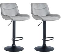 CLP Set di 2 sgabelli da bar Vonore in velluto I Regolabili in altezza e girevoli a 360 gradi I Con poggiapiedi e struttura in metallo Colore:grigio;Colore del telaio:nero