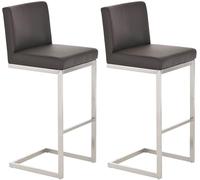 CLP Set Di 2 Sgabelli Paros In Acciaio E Similpelle I Sgabelli Da Bar Con Poggiapiedi I Seduta Similpelle Telaio Robusto, Colore:marrone