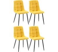 CLP Set di 4 sedie da pranzo Antibes I Sedie da cucina imbottite con rivestimento in velluto I Con protezioni per il pavimento, Colore:giallo